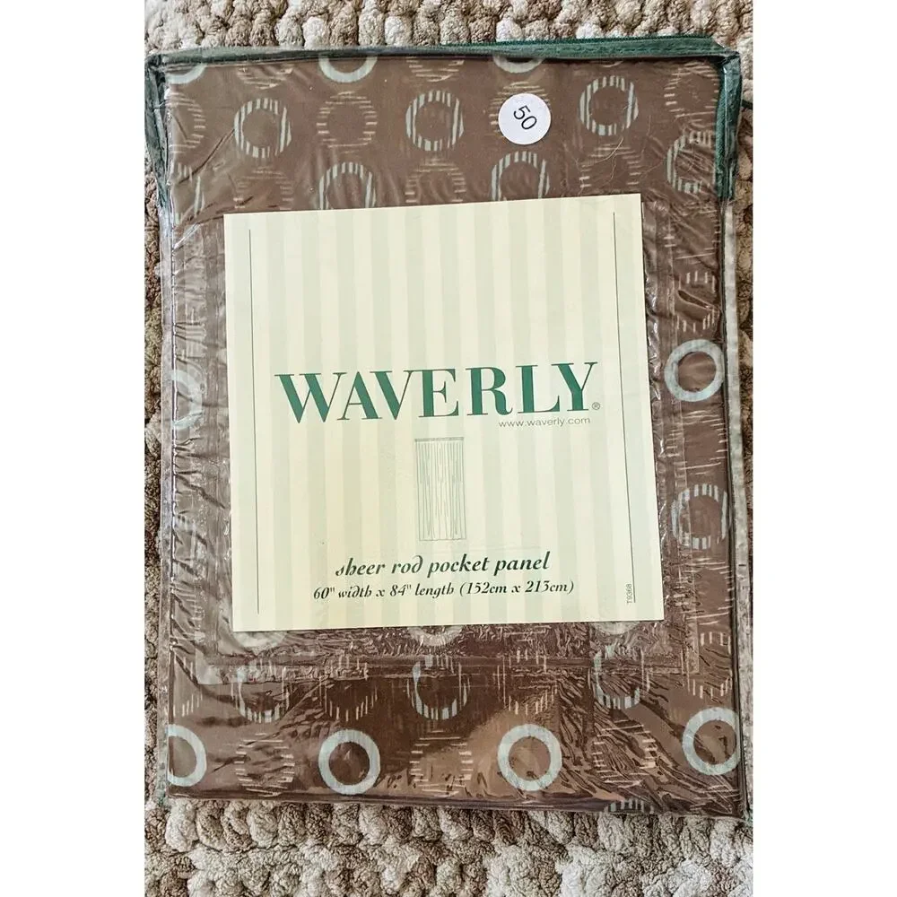 6 Waverly Columbus Brown Circle Spa Rod Pocket Drapery Panel 100% Poly 60”X84”
